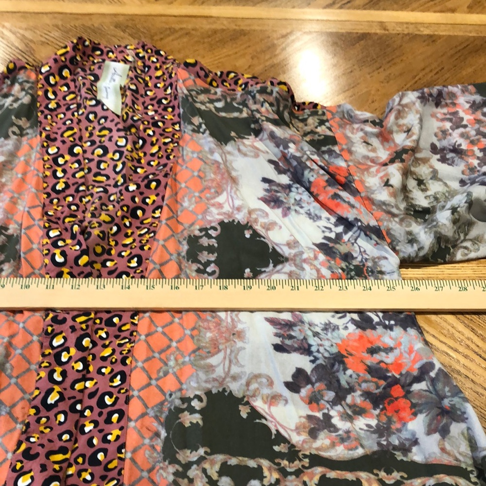 Aratta Silent Journey Boho Multi Print Open Front Kimono Floral & Leopard Print - Picture 10 of 11